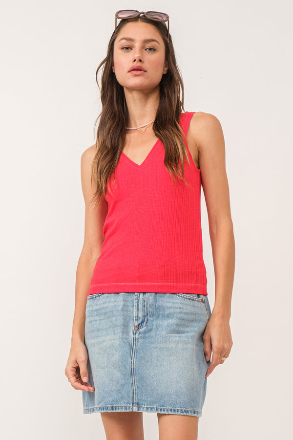 Another Love Noa V-Neck Red Tank Tank Top - The Attic Boutique