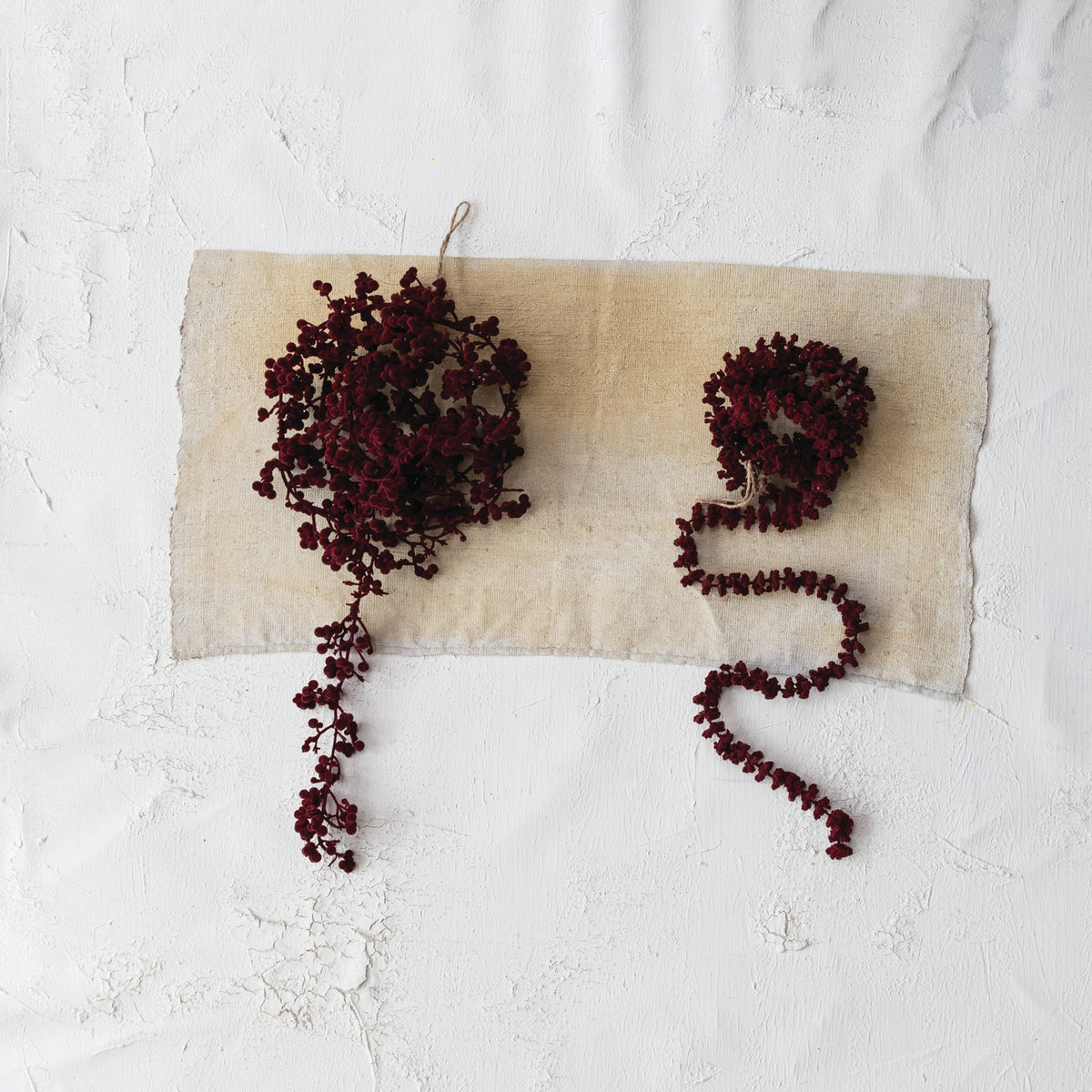 Burgundy Flocked Ball Garland