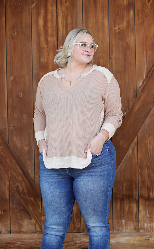 The Attic Boutique Kendall Thermal Top- Plus Size Shirts & Tops - The Attic Boutique