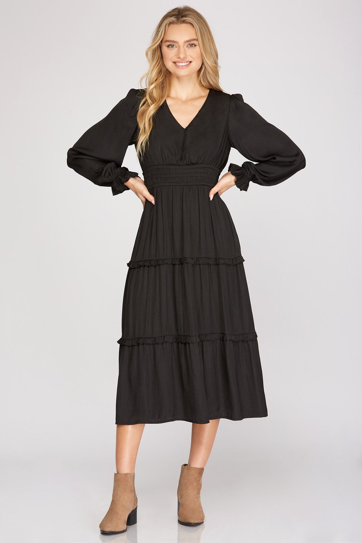 The Attic Boutique Taylor Black Ruffle Dress Dress - The Attic Boutique