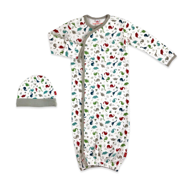 Dino Expedition Organic Cotton Magnetic Gown & Hat Set - the-attic-boutique-and-gift
