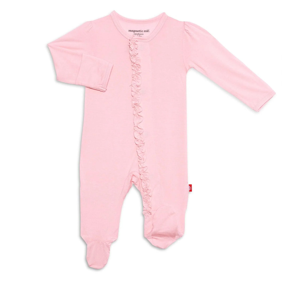 Magnetic Me Pink Dogwood Ruffle Footie Baby - The Attic Boutique