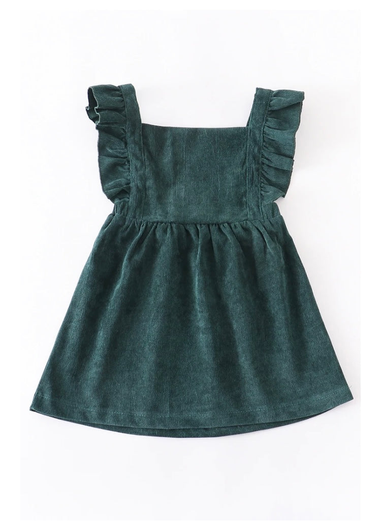 The Attic Boutique Corduroy Green Dress  - The Attic Boutique